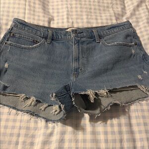Abercrombie & Fitch Distressed Light Blue Denim Shorts